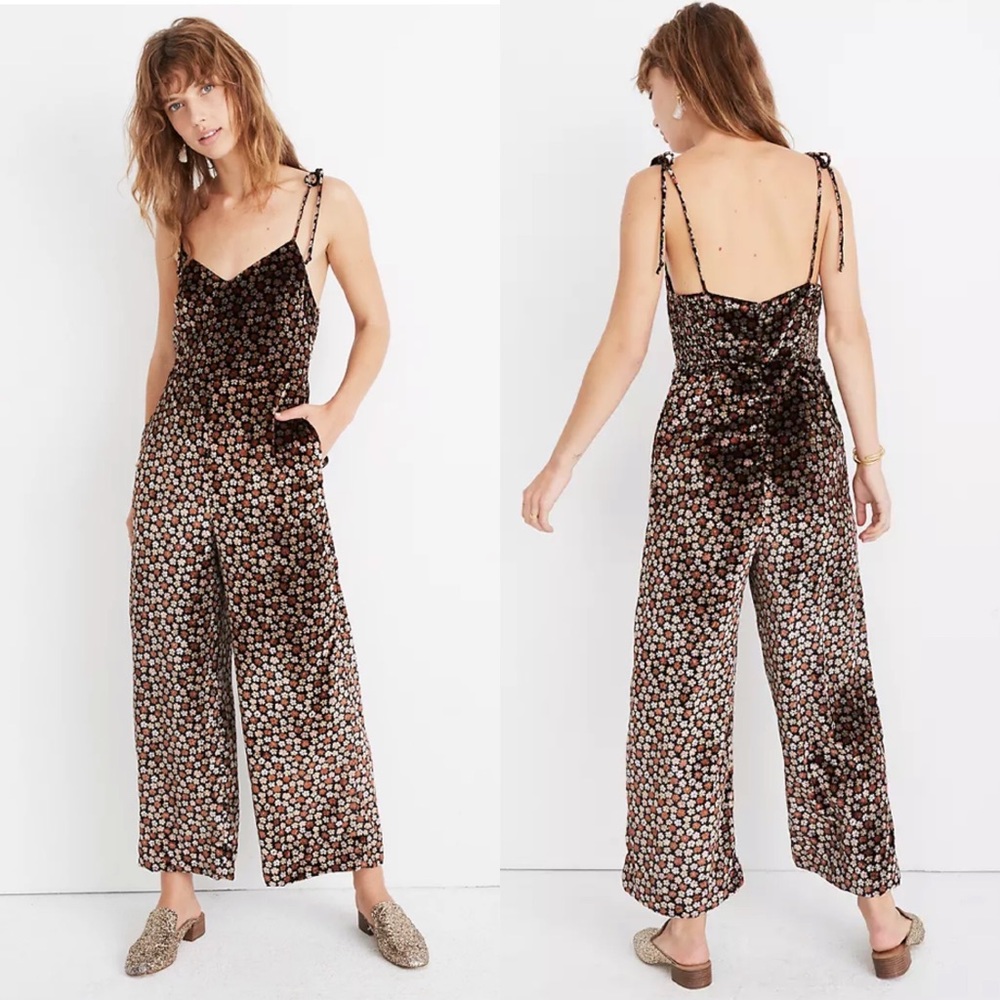 MADEWELL Thistle Cami Jumpsuit Velvet floral 6 EUC